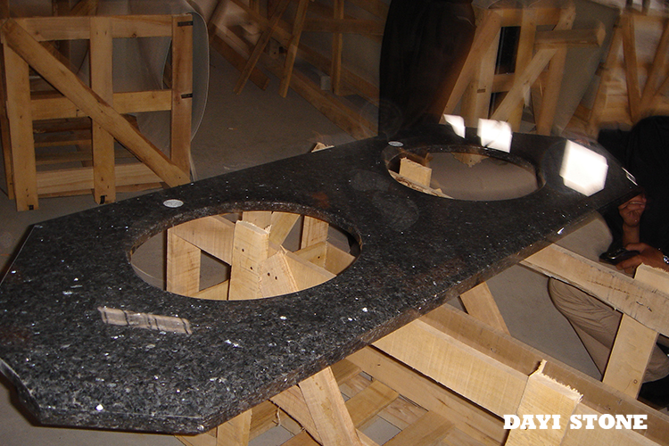 Blue Pearl Granite Stone VanityTop double hole Polished